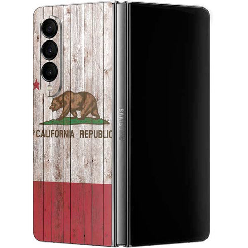 California Flag Dark Wood Galaxy Z Fold4 5G Skin